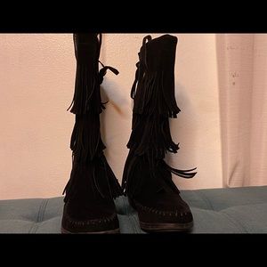 Faux suede high boots